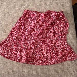 SHEIN Red and White Mini Wrap Skirt